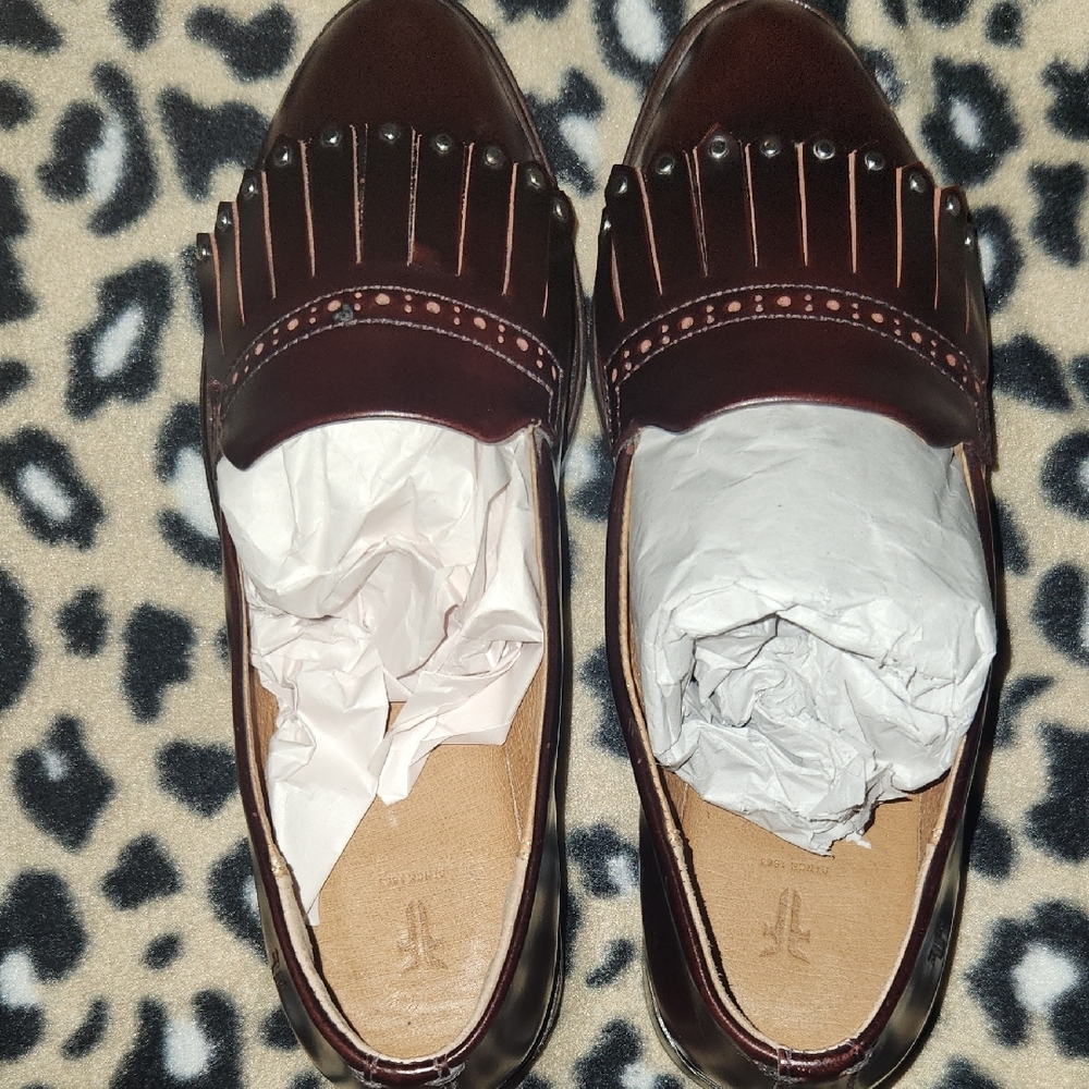 Frye Emory Kiltie Fringe Loafer Dark Brown 8M - Picture 8 of 14